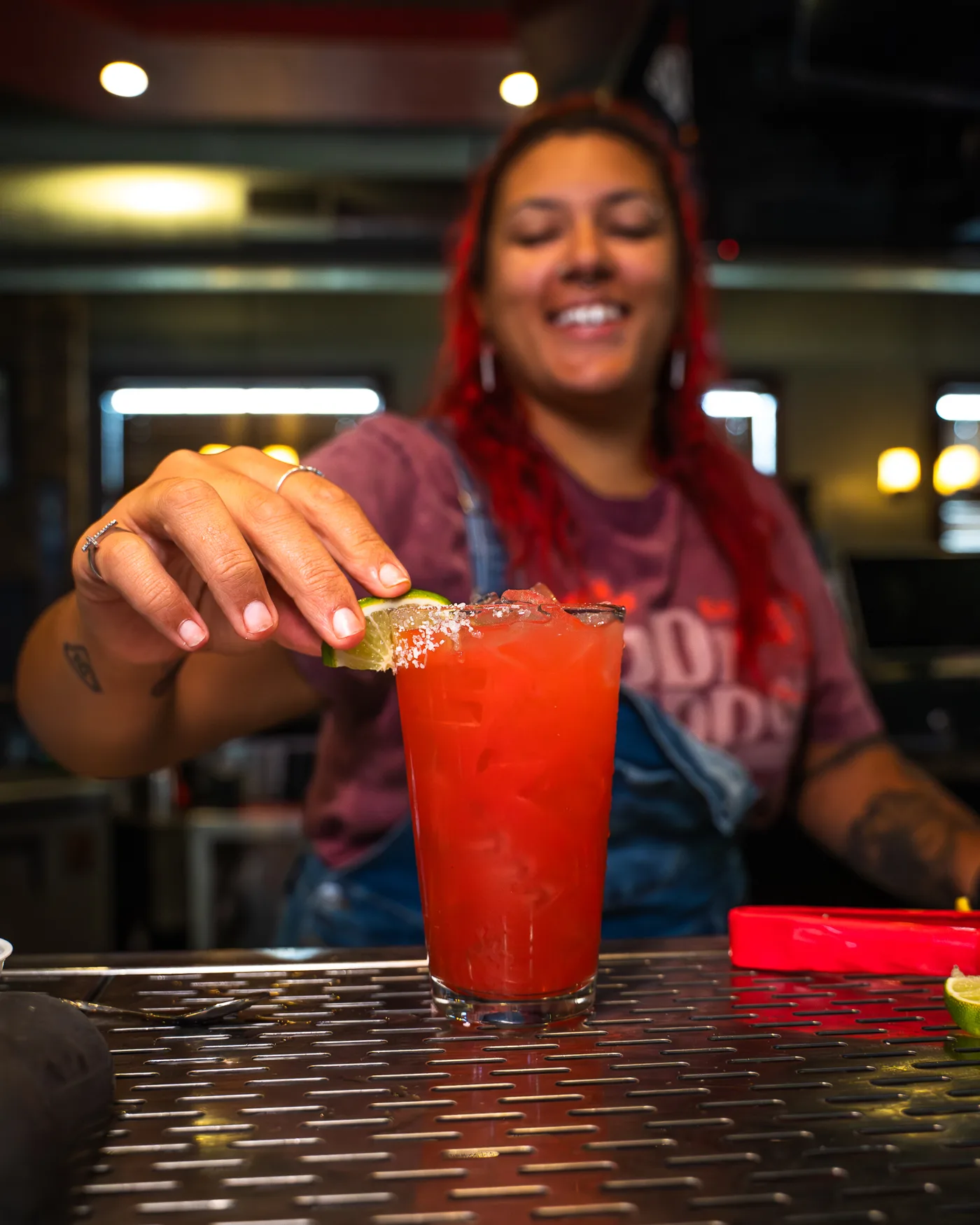 Your bartender finishing a loaded bloody mary at 212 The Boiling Point Your bartender finishing a loaded bloody mary at 212 The Boiling Point