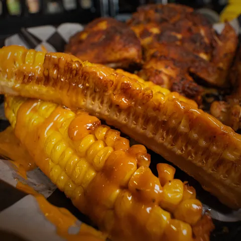 Corn ribs with a chipotle aioli drizzle