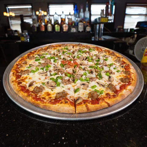Build Your Own 16 inch at 212 The Boiling Point: a LARGE 16 inch THIN CRUST build your own pizza that fills the pan, thin crisp crust, marinara, mozza