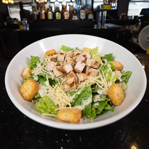 Caesar at 212 The Boiling Point: Romaine, diced chicken, shredded Parmesan, croutons, Caesar dressing